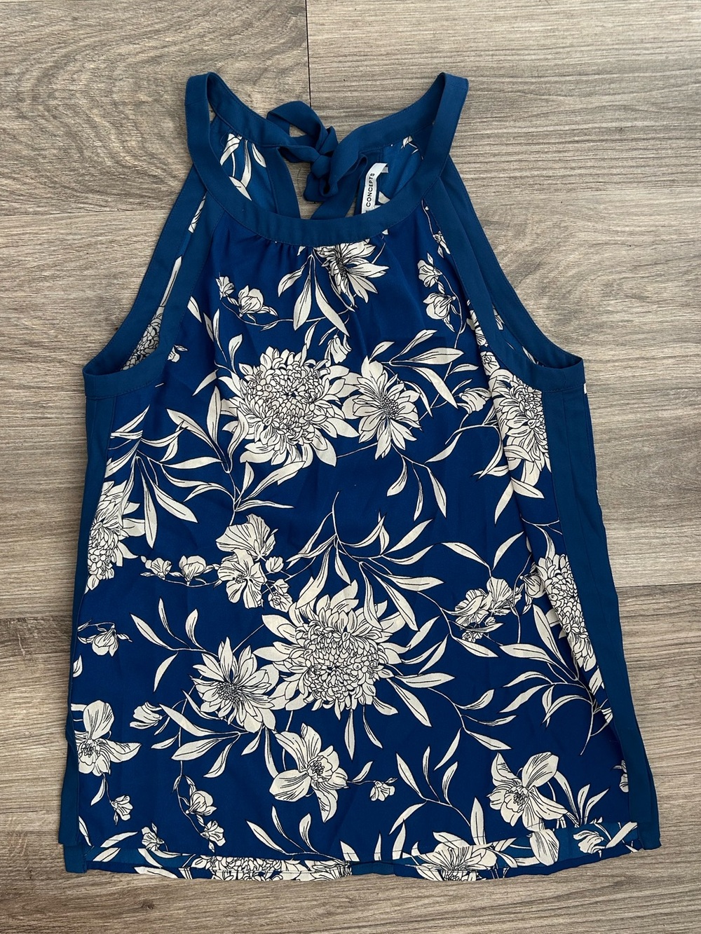 Collective Concepts Navy Blue Floral Halter Top
